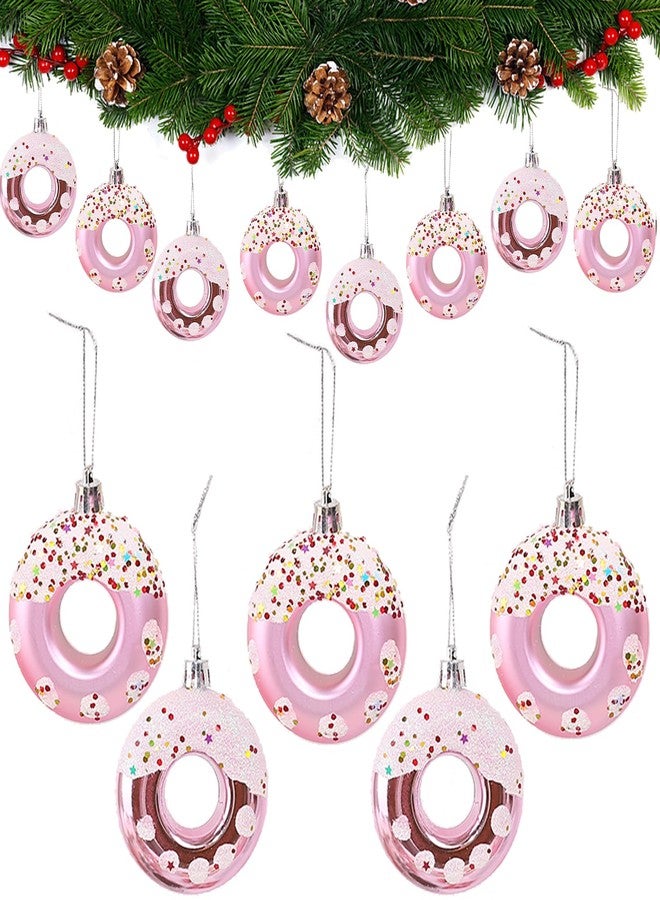DAHI 8pcs Donut Christmas Ornament Set Candy Donut Hanging Ornaments Candy Donut Pendant Christmas Tree Hanging Ornament for Holiday Party Supplies (Pink) - Image 1